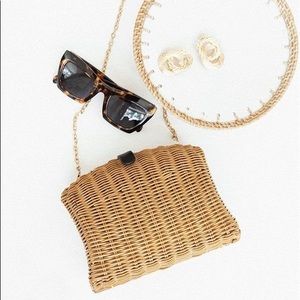 Truffle Wicker Crossbody Purse
